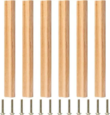 Produktbild von Famanu Holz-Möbelgriffe - 6 Stück - 192 mm lang - für Schränke und Küchen - mit Schrauben