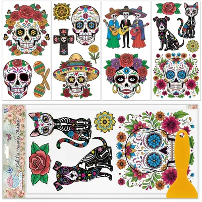 4er Set Suikerschedel Meubelstickers 6x30 cm selbstklebend