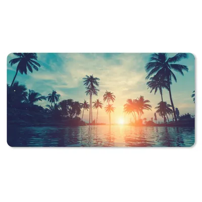 Produktbild von MuchoWow® Mauspad Mousepad Meer - Sonnenuntergang - Palme - Wolken 60x30 cm - Mousepads - Maus Mat - Pad - Mausunterlage - Nachhaltig