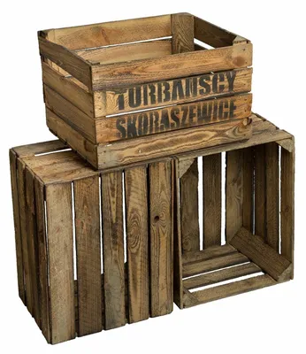 Produktbild von 3er Set Holzkisten, geflammt, Serie TS, dickwandig, mit Aufdruck, 31x42x49cm
