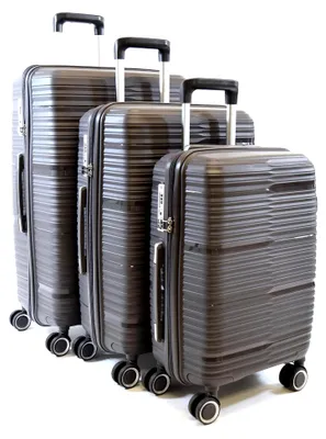 Produktbild von 3tlg Kofferset mit TSA-Schloss Trolley Koffer FLIGHTOURERGr. S 55 M 66 L 75 cm mit 4 Rollen Grau Set edle Hartschale