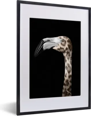 Produktbild von MuchoWow® MuchoWow® Gerahmtes Poster Flamingo - Panther - Porträt 30x40 cm - Poster mit zchwarzem Bilderrahmen - Wandposter Schlafzimmer