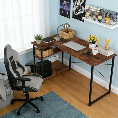 Produktbild von L Form Schreibtisch Gaming Tisch Eckschreibtisch mit Verstellbare Ablagen,Stabiler Bürotisch Computertisch für kleine Räume,Homeoffice 100x75x70cm