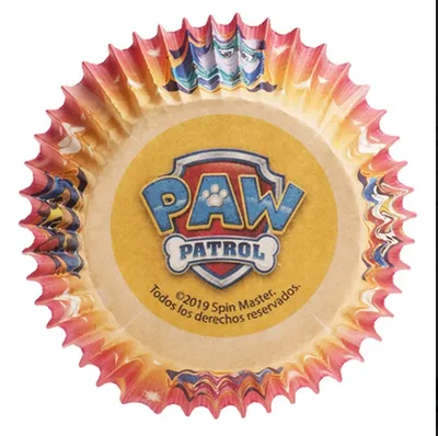 Produktbild von Dekora-Design Paw Patrol Backförmchen, 25 Stück, Papier, 5 cm Durchmesser, 3 cm Höhe. Hitzebeständig bis 220°C, offizielles Lizenzprodukt, formstabil. Passend für Muffin Backbleche und Standardrezepte, ideal für Kindergeburtstage.