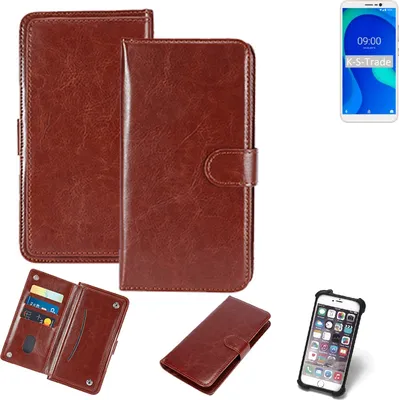 Produktbild von K-S-Trade 360° Hülle kompatibel mit Wiko Y80 braun Kunstleder Case BookCase WalletCase Kunstlederederhülle Handyhülle, Rundumschutz Bumper (1x)