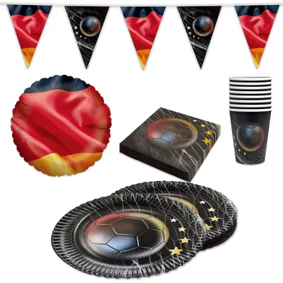Produktbild von Fußball WM Partyset-2 Deutschland 47-tlg. Geschirr Serviette Wimpelkette Ballons