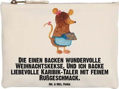 Produktbild von Mr. & Mrs. Panda Federtasche Maus Kekse Grösse XL Große - Weiß - Geschenk, Pouch, Kulturbeutel, Backen, Weihnachten, Weihnachtskekse, Federmappe, Winter, Kosmetiktasche