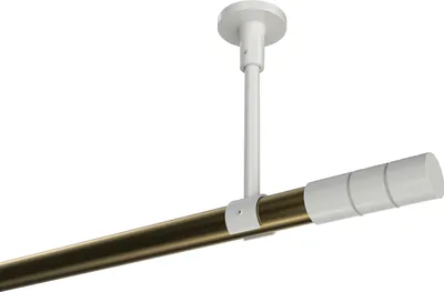 Produktbild von Interdeco Gardinenstange / Vorhangstange Messing Antik / Weiß, Typ Sonette Elanto (Rillenzylinder) ohne Ringe, Deckenmontage, 20 mm Ø 1-läufig, 320 cm
