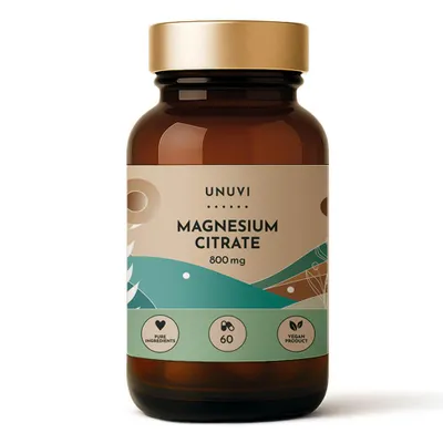 Produktbild von Magnesiumcitrat 800 mg 60 vegetarische Kapseln – UNUVI