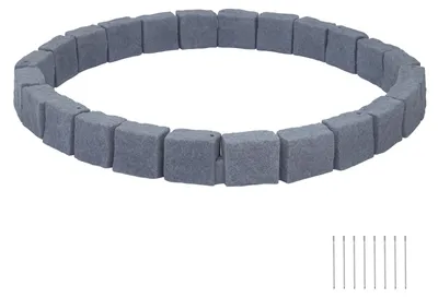 Immagine prodotto di SucceBuy Bordo per aiuole effetto pietra, 4,7 m, pratico bordo per aiuole senza scavo, bordatura per prati, aiuole e giardini, confezione da 4 (6 blocchi da 119x10x15,5 cm ciascuno), inclusi 8 picchetti di fissaggio, grigio arenaria
