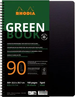 Zdjęcie produktu dla RHODIA 119914C Podkładka RHODIA GREENBOOK, DIN A4+, w linie, czarna
