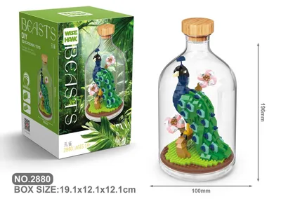 Produktbild von Pfau Bausteine Modell Figur Klemmbausteine Flasche Micro-Bricks