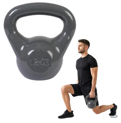 Obrázek produktu pro Kettlebell 12 kg litinová činka, činka na švih, trénink, silový trénink, fitness