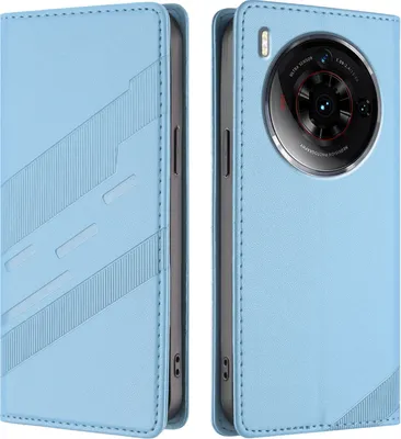Produktbild von Hülle für ZTE nubia Z50S Pro, Kunstleder Brieftaschen Handyhülle mit Kartenfach und Standfunktion Hellblau