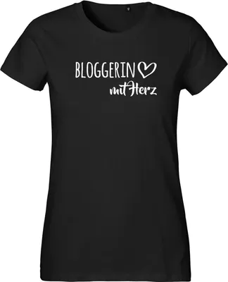 Produktbild von Huuraa Damen T-Shirt Bloggerin mit Herz XS Black Bio Baumwolle Fairtrade Damenshirt Geschenkidee