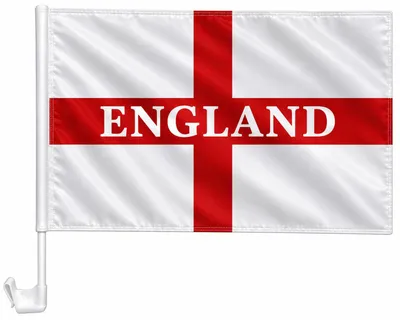 Produktbild von Autoflagge England mit Schriftzug 30 x 40 cm – St.George Auto Flagge mit Fensterhalterung, Autofahne, Fanfahne, England Fahne für Fußball, EM, WM & Autokorso