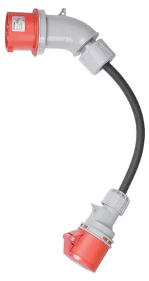 Produktbild von CEE-Winkeladapter, 32A-Stecker zu 16A-Steckdose - 3-phasig - 400V - 5-polig - IP44, wasserdicht