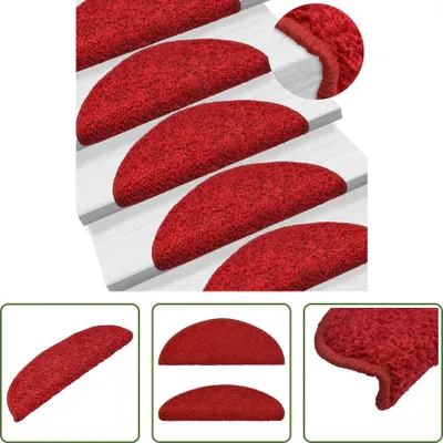 Produktbild von The Living Store Treppenmatten 15 Stk. Rot 65x21x4 cm