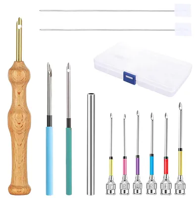 Image de Kit de poinçons à aiguille - Ensemble de 12 outils pour poinçons à aiguille, idéal pour la broderie et les travaux manuels
