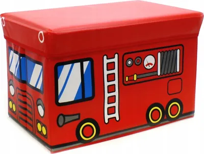 Produktbild von Faltbare Spielzeugkiste Feuerwehr Sitzhocker - Aufbewahrungsbox Kinderzimmer 50cm Rot