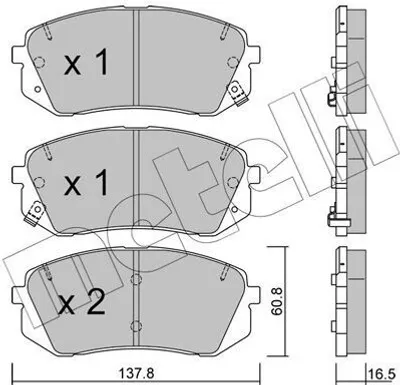 Produktbild von METELLI 22-0783-0 Bremsbeläge Satz Vorne Bremsklötze für HYUNDAI Tucson (TL, TLE) für KIA SPORTAGE (SL)