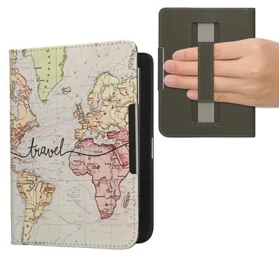 Produktbild von kwmobile Schutzhülle für Kobo Clara BW / Clara Colour / Tolino Shine (5) / Shine Color Hülle - eReader Flip Case mit Handschlaufe und Auto Sleep