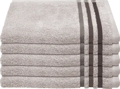 Produktbild von Schiesser Frottier Gästetuch Skyline Color im 5er Set | 100% Baumwolle aus nachhaltiger Produktion | saugstark, weich, farbecht | 30x50cm | Hellgrau