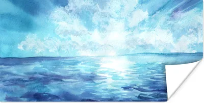Produktbild von MuchoWow® Poster Meer - Sonne - Wolken 80x40 cm - Wanddeko