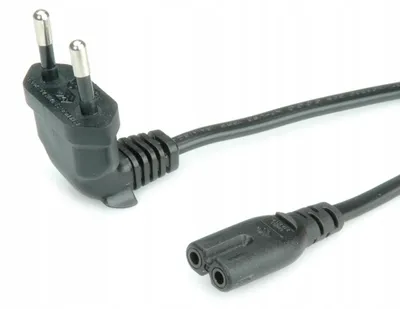 Produktbild von ROLINE Euro-Netzkabel 2-Pin gewinkelt schwarz 1,8m