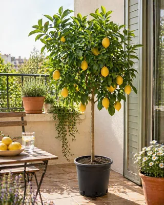 Produktbild von Citrus limon Lunario 140–170 cm – Echter Zitronenbaum – Vier-Jahreszeiten-Zitrone, immertragend, mediterrane Kübelpflanze