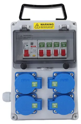 Produktbild von Tragbarer Industrie-Steckdosenkasten, 260 x 170 x 140 mm, IP44-67, wasserfest, mobiler Leistungsschalter für Baustelle, Werkstatt, Fabrik