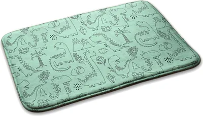 Produktbild von Kinderteppich Schlafzimmer Modern - 90 cm x 60 cm - Dinosaurier Und Pflanzen