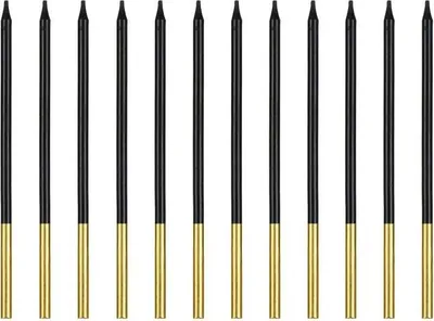 Immagine prodotto di Candele di compleanno 14cm lisce set da 12 nero oro