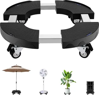 Image de Support à plantes réglable avec roulettes, noir, 30-50 cm, pour l'intérieur et l'extérieur