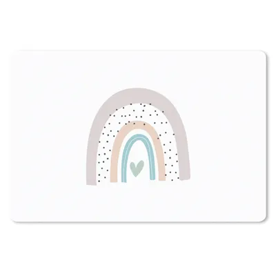 Produktbild von MuchoWow® Schreibtischunterlage Regenbogen - Herz - Pünktchen - Kinder - Kinder 60x40 cm - XXL Mauspad - Großes Mauspad