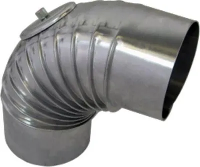 Produktbild von Bertrams Alu Bogen 14BG90-80KV 90°, Ø 80 x 0,7 mm, gerippt, mit Kontrollverschluss