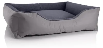 Produktbild von BedDog Hundebett TEDDY Hundesofa waschbares Hundebett mit Rand Hundekissen,ROCK-FLOW (grau/grau),(XL) ca. 100x85x23cm