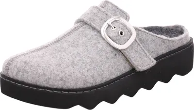 Produktbild von Rohde Damen Pantoffel Softfilz Hausschuh mit Plateau und Schnalle Foggia-D 6117, Größe:37 EU, Farbe:Grau