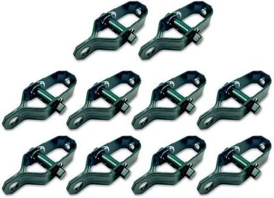 Productafbeelding van Ibenzoa® Set van 10 verzinkte staaldraadspanners, groen – 87,5 x 19,5 mm, 1,5 mm dik, geschikt voor tuin- en omheiningprojecten