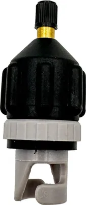 A close-up studio shot of an inflation adapter.
