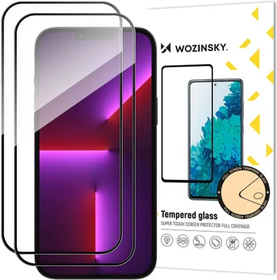 Obrázek produktu pro Sada 2 ks chráničů displeje z tvrzeného skla s černým rámem Wozinsky Full Glue pro iPhone 15 Plus.