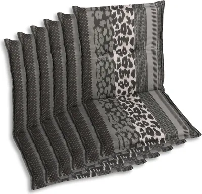 Produktbild von GO-DE Textil, Sesselauflage Niederlehner, 6er Set, Farbe: anthrazit, Maße ca.: 100 cm x 50 cm x 7 cm, Rückenhöhe: 52 cm