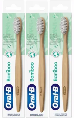 Produktbild von Oral-B Bambuszahnbürste – Weiß – 3er-Pack