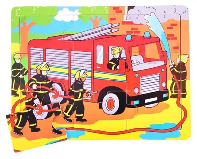 Image de Bigjigs Toys Puzzle en bois Pompiers 9 pièces