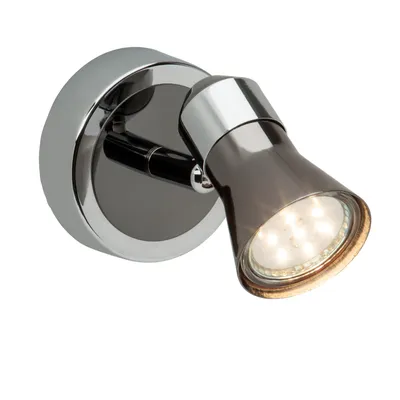 Produktbild von BRILLIANT Wandspot Jupp | schlichter Wandstrahler | Metall | chrom/schwarz | Kopf schwenkbar | 1x GU10 max. 7 W
