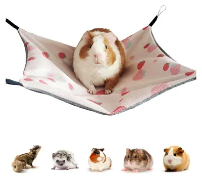 Produktbild von Hängematte für Meerschweinchen Stern Zubehoer Eisseide 34 x 34 CM für Ratten Verstellbar Doppelseitige Hamster Sommerhängematte für Hamster Chinchilla