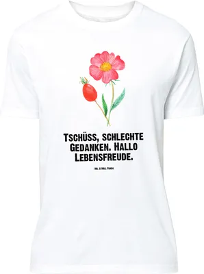 Produktbild von Mr. & Mrs. Panda Größe XL T-Shirt Blume Hagebutte - Weiß - Geschenk, Tshirt, Lebensfreude, Garten, mit Spruch, Schlechte Gedanken, Shirt