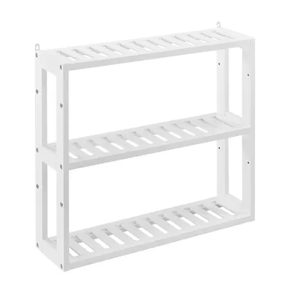 Portasciugamani A 3 Barre In Metallo Con Ripiano, Per Bagno, Autoportante, 60x32x91 Cm, Bianco - 3