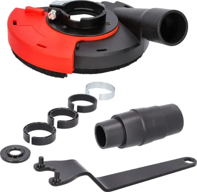 Produktbild von BTEC Staubabsaugung Set für Winkelschleifer Ø 115–125 mm – Absaughaube mit Adapter, Reduzierringen & Spannschlüssel