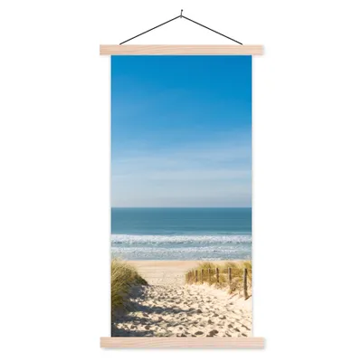Produktbild von MuchoWow® Textilposter Strand - Meer - Düne - Sand - Sommer 60x120 cm mit holzfarbenen Rahmen - Holz